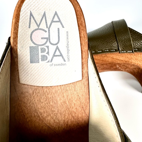 Maguba of Sweden Berkeley Olive Leather Clogs Size 37 US 7 - Picture 7 of 10